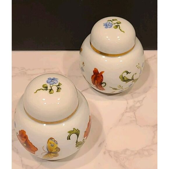 (2) Elizabeth Arden Chelsea Gardens Trinket Jar Scented Candle Japan Gold Trim - Picture 3 of 10